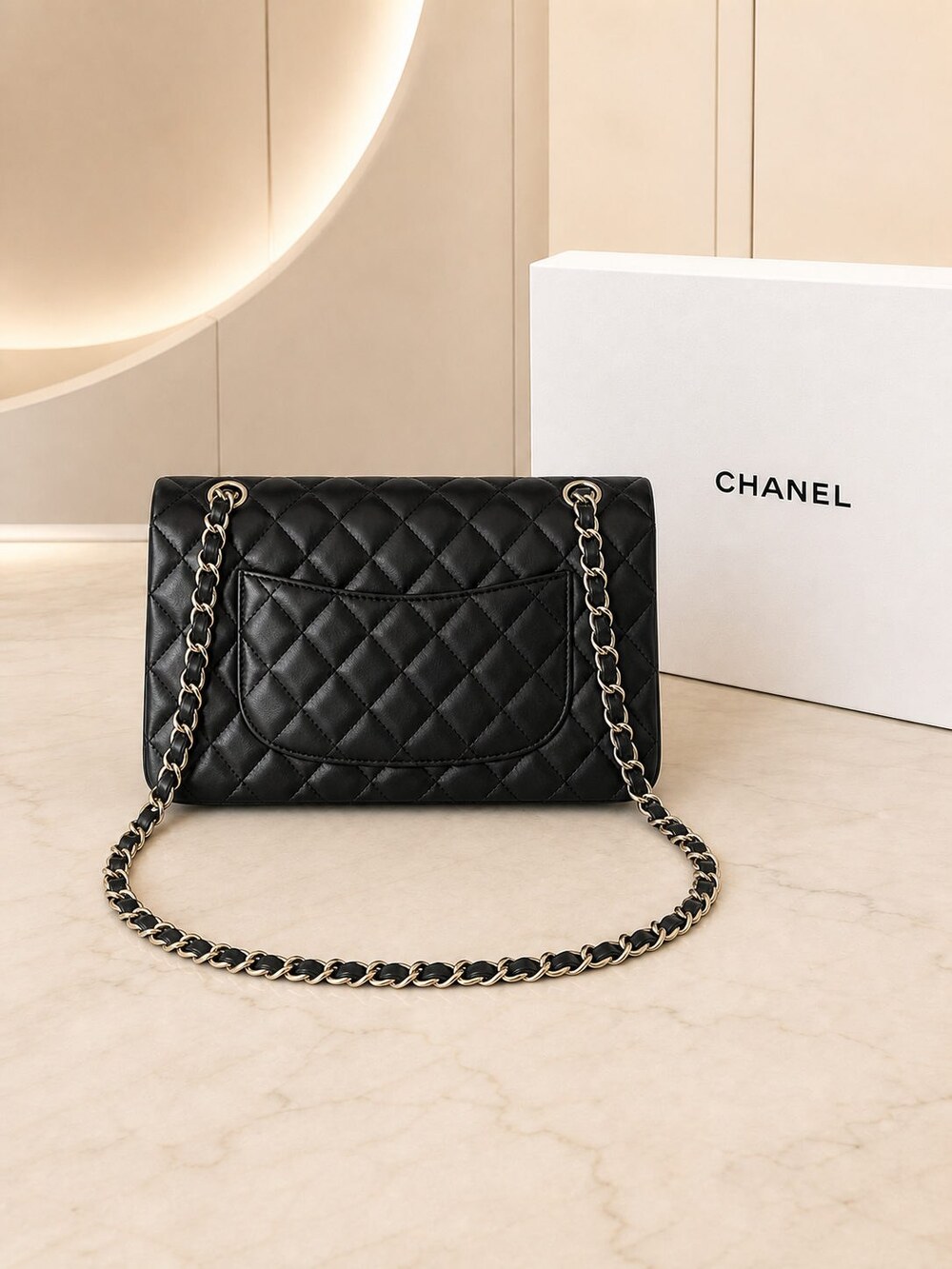 Chanel Classic Medium Black Quilted Lambskin Flap Bag - Picture 4 of 6